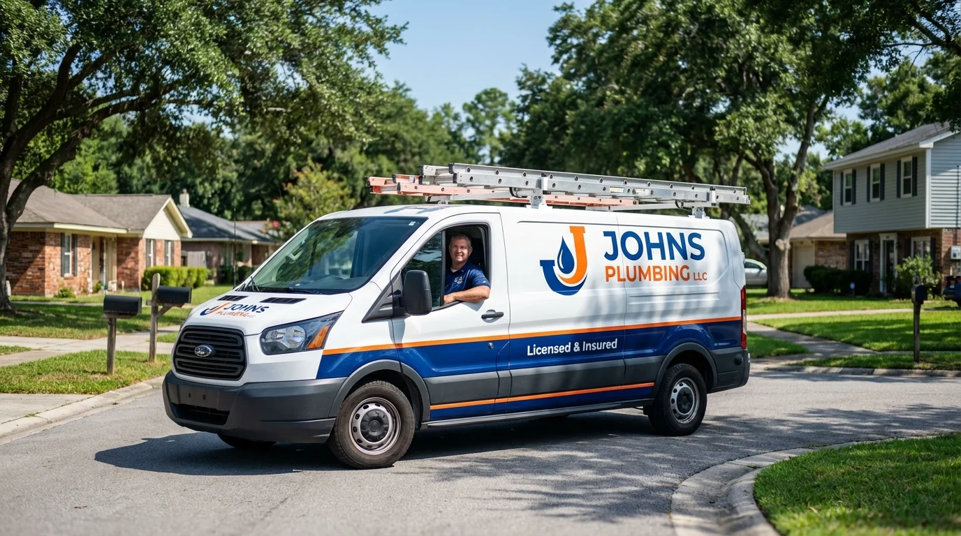 Johns Plumbing LLC service van in Greensburg, KS